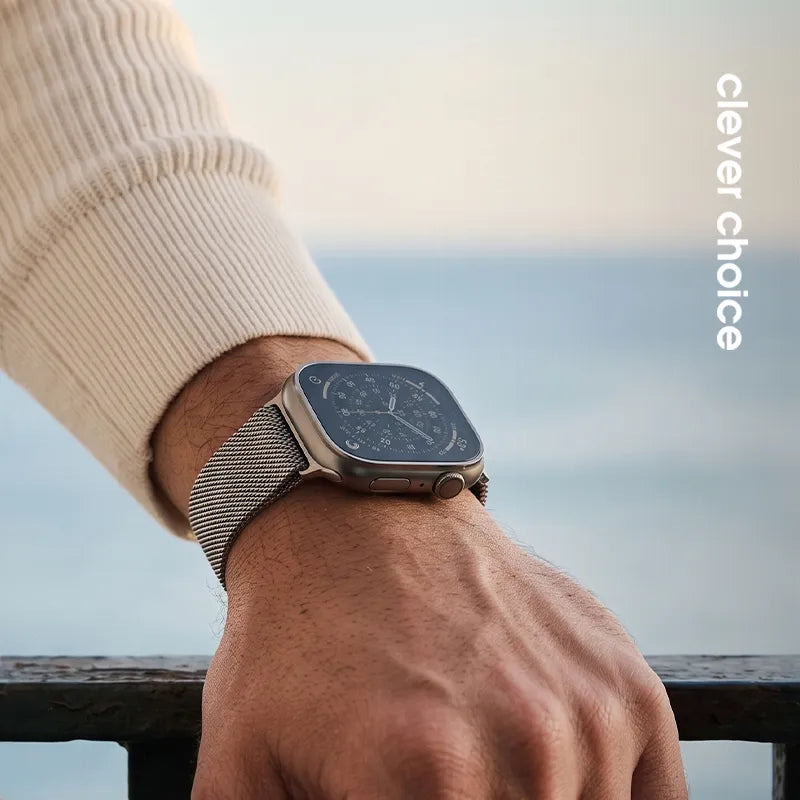 Crong Milano Steel – nerūdijančio plieno dirželis, skirtas Apple Watch 38/40/41/42 mm (sidabrinis)