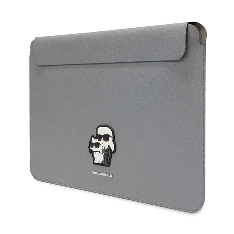 Karl Lagerfeld NFT Saffiano Karl & Choupette dėklas - 14" nešiojamojo kompiuterio dėklas (sidabrinis)