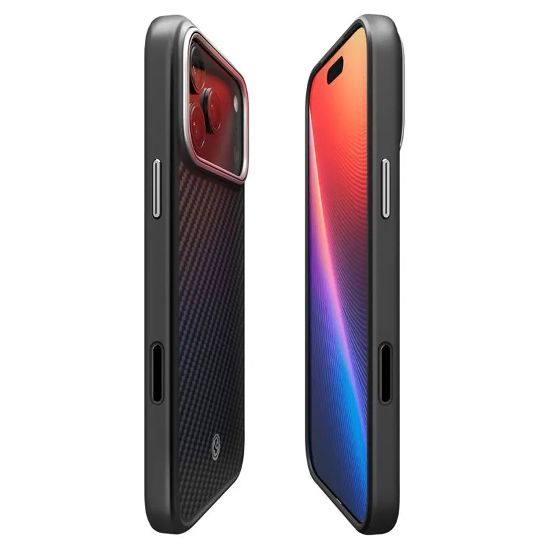 Spigen Enzo Aramid T Mag MagSafe – Dėklas, skirtas iPhone 17 Pro (Juoda/Sidabrinė)