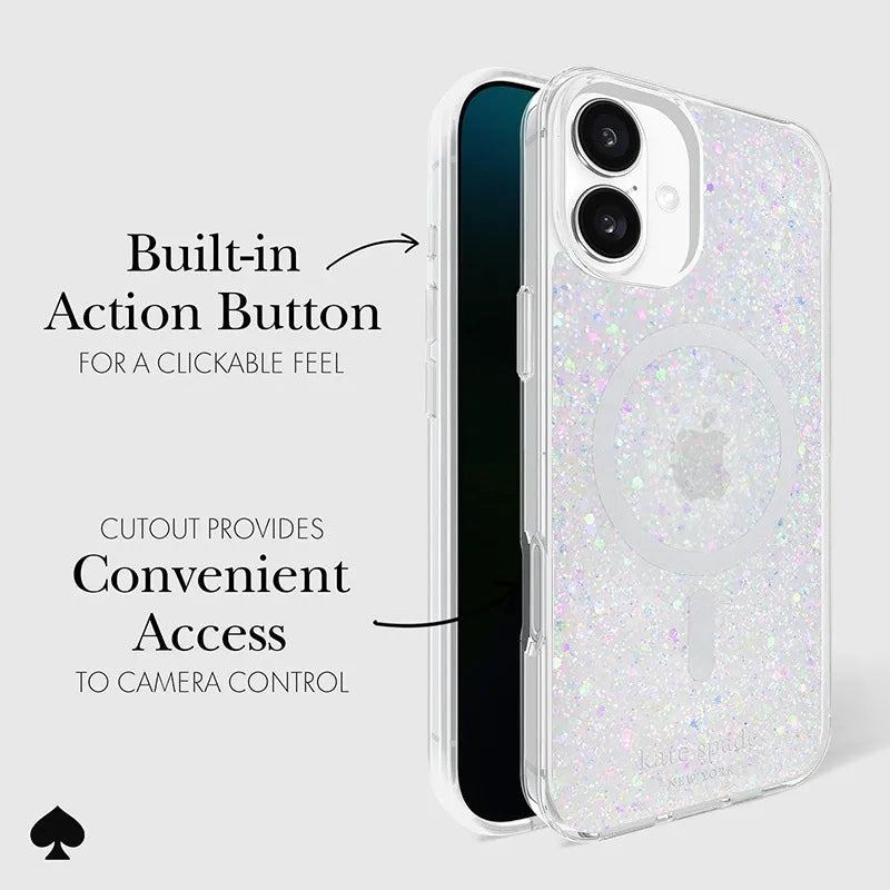 „Kate Spade New York“ apsauginis „MagSafe“ dėklas, skirtas „iPhone 16 Plus“ (stambūs blizgučiai)