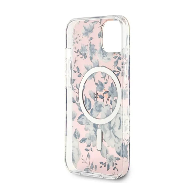 Guess Flower MagSafe – dėklas iPhone 14 Plus (rožinis)