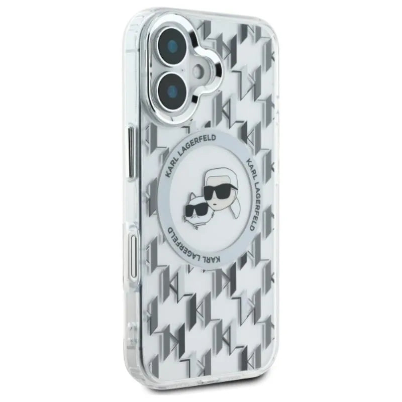 Karl Lagerfeld IML Monogram Karl & Choupette Head MagSafe – dėklas iPhone 16 (skaidrus)