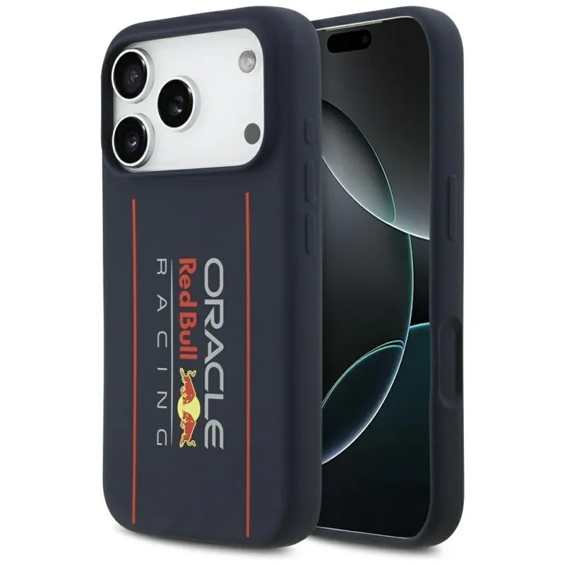 Red Bull Silicone Oversize Vertical Logo MagSafe - iPhone 17 Pro dėklas (tamsiai mėlynas)