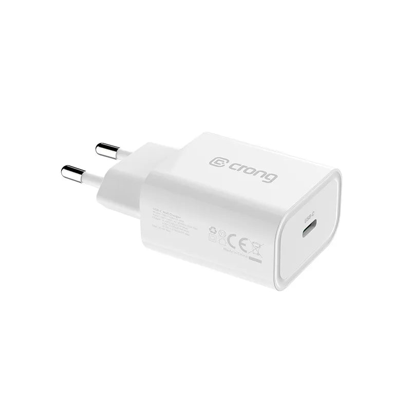 Crong USB-C kelioninis įkroviklis – USB-C Power Delivery 20 W sieninis įkroviklis (baltas)
