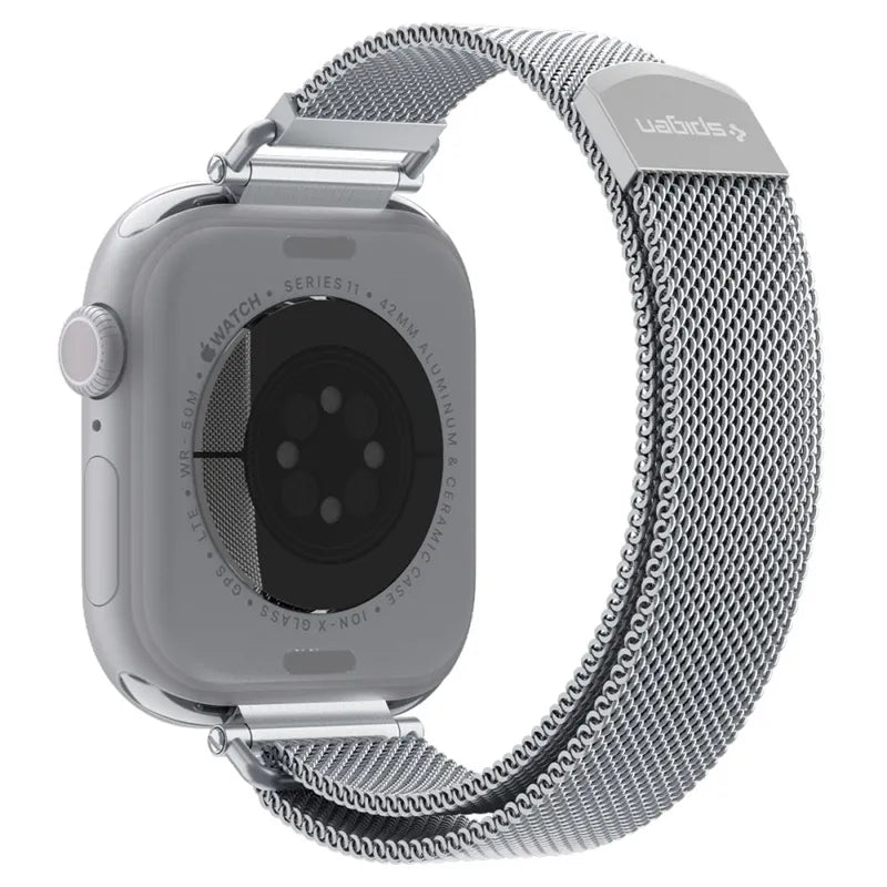 Spigen WBM4 – nerūdijančio plieno dirželis, skirtas Apple Watch 40/41/42 mm (sidabrinis)