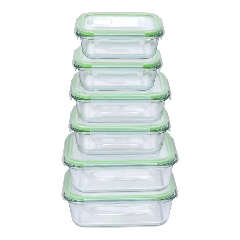 Alpina – 6 stiklo maisto indų rinkinys su dangteliais pietų dėžutės 370 ml / 640 ml / 1050 ml