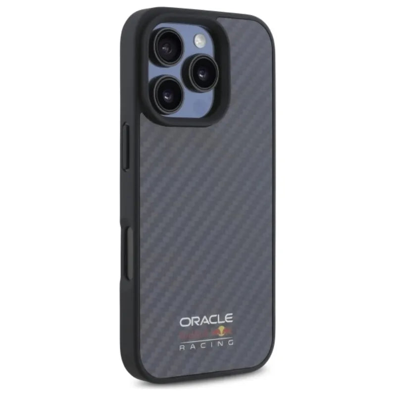 Red Bull Carbon Fiber Shiny Logo MagSafe – dėklas iPhone 16 Pro (juodas)
