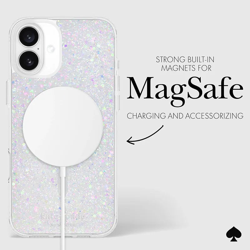 „Kate Spade New York“ apsauginis „MagSafe“ dėklas, skirtas „iPhone 16 Plus“ (stambūs blizgučiai)