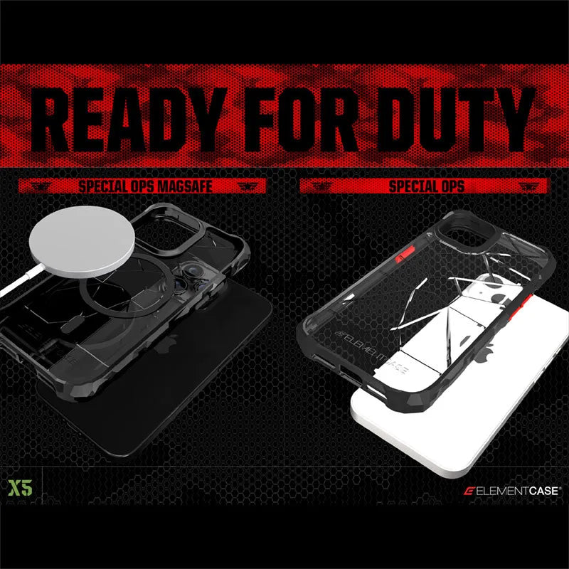 Element Case Special Ops X5 – dėklas iPhone 14 Plus (karinio standarto apsauga nuo kritimo) (dūminė/juoda)