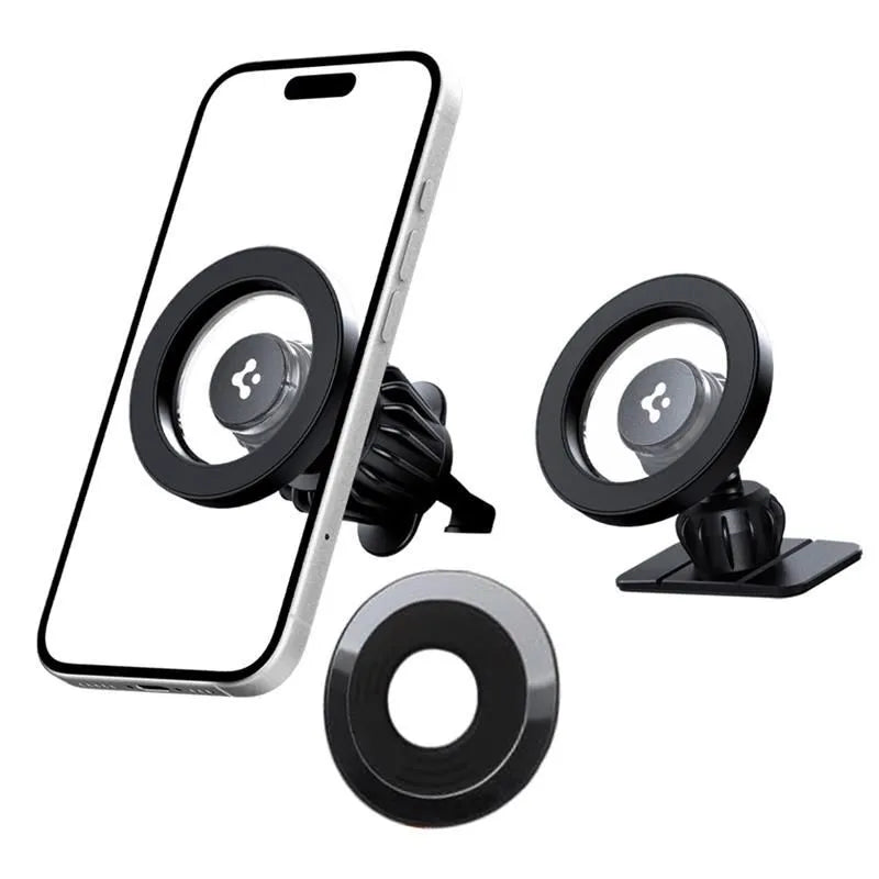 Spigen MFT13 magnetinis automobilinis laikiklis prietaisų skydeliui ir ventiliacijos grotelėms – „MagSafe“ magnetinis laikiklis (juodas)