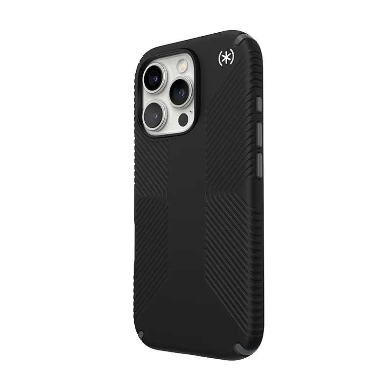 Speck Presidio2 Grip - iPhone 16 Pro dėklas (juoda / Slate Gray / balta)