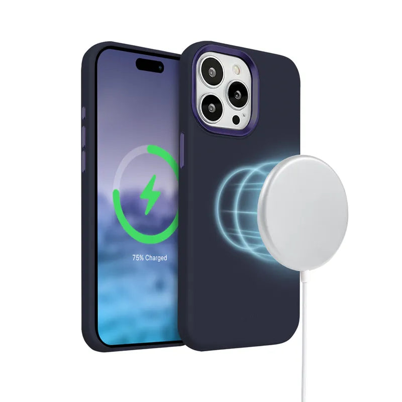 Crong Color Cover LUX Magnetic - iPhone 15 Pro MagSafe dėklas (tamsiai mėlynas)