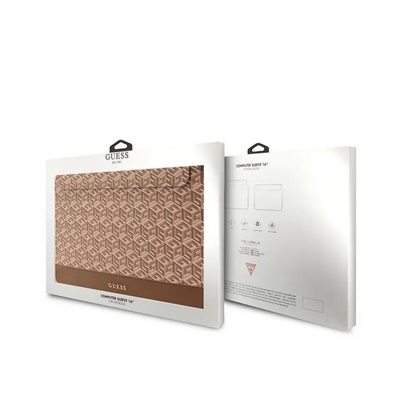 Guess GCube Stripes nešiojamojo kompiuterio dėklas – 16" nešiojamojo kompiuterio krepšys (ruda)