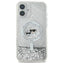Karl Lagerfeld Liquid Glitter Karl & Choupette Head MagSafe – dėklas iPhone 16 Plus (skaidrus)