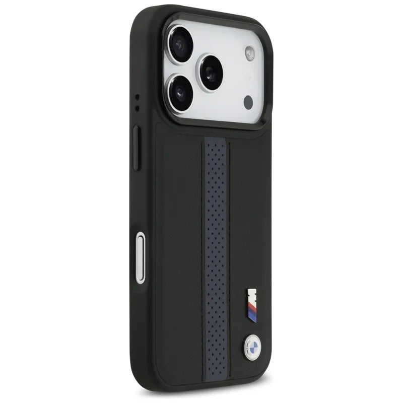 BMW M Perforated Stripe Logo MagSafe – Dėklas iPhone 17 Pro (mėlynas)