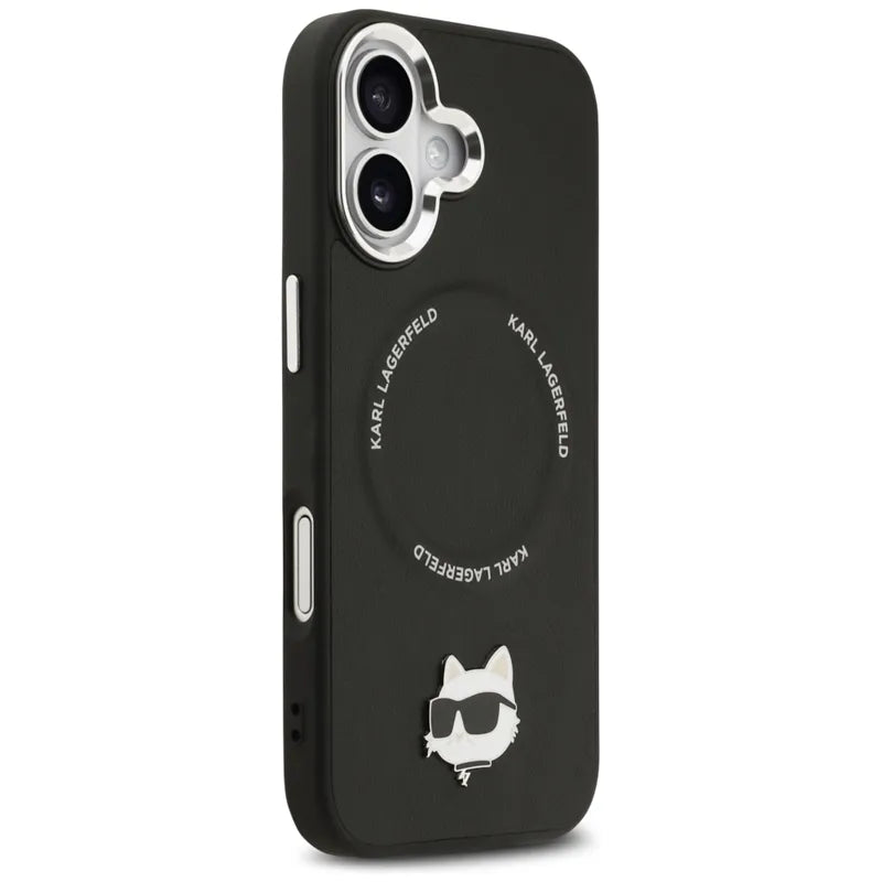Karl Lagerfeld Choupette Pin MagSafe – dėklas iPhone 17 (juodas)
