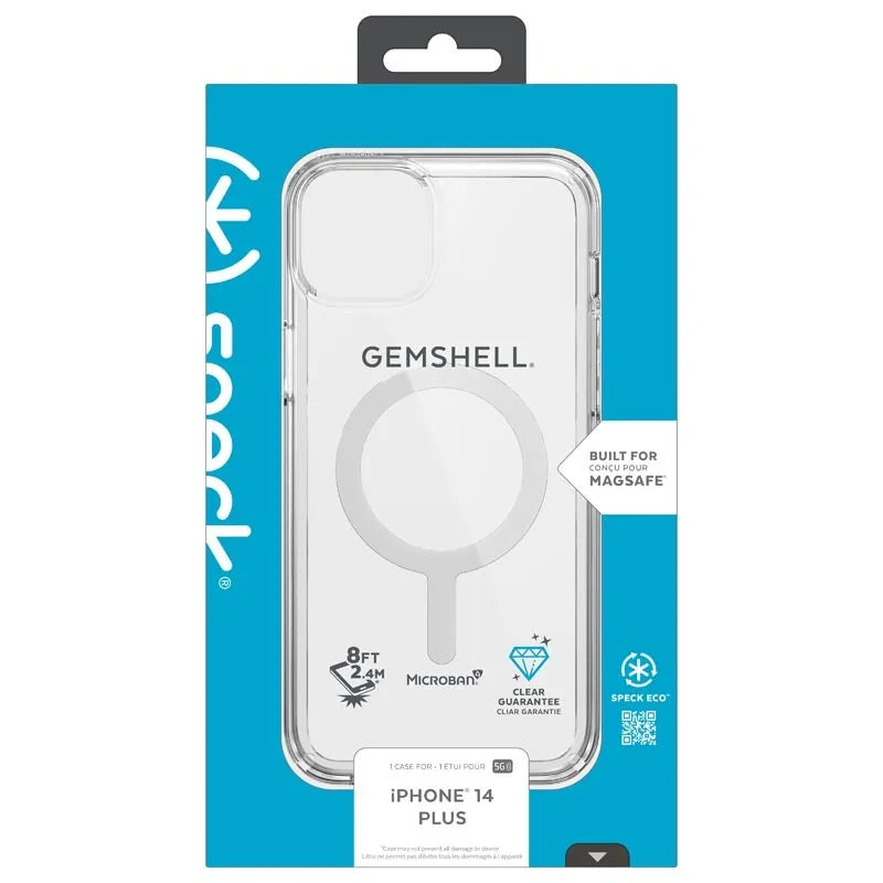 Speck Gemshell + MagSafe – dėklas iPhone 15 Plus / iPhone 14 Plus su MICROBAN danga (skaidrus)