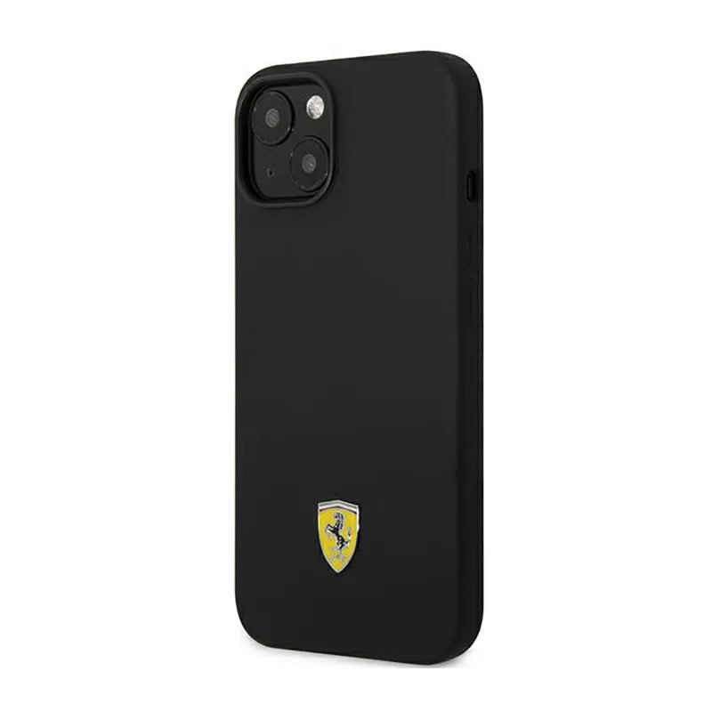 Ferrari Silicone Metal Logo – dėklas iPhone 14 Plus (juodas)