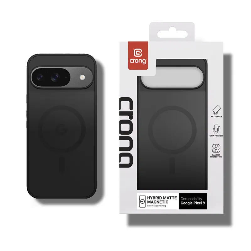 Crong Hybrid Matte Magnetic – MagSafe dėklas, skirtas Google Pixel 9 (juodas)