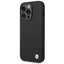 BMW Liquid Silicone dėklas su metaliniu logotipu, skirtas iPhone 14 Pro Max (juodas)