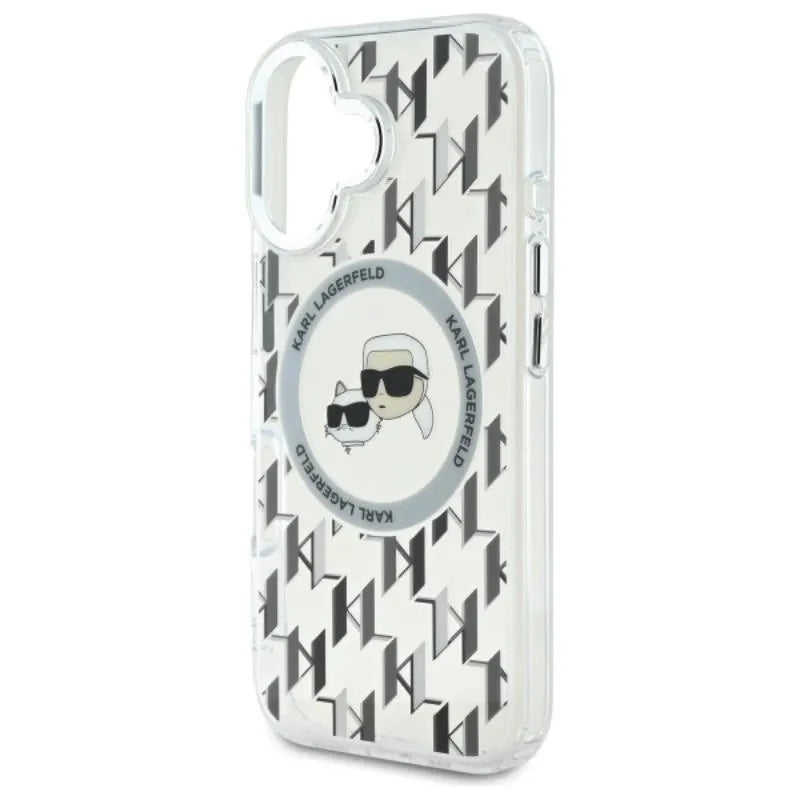 Karl Lagerfeld IML Monogram Karl & Choupette Head MagSafe – dėklas iPhone 16 (skaidrus)