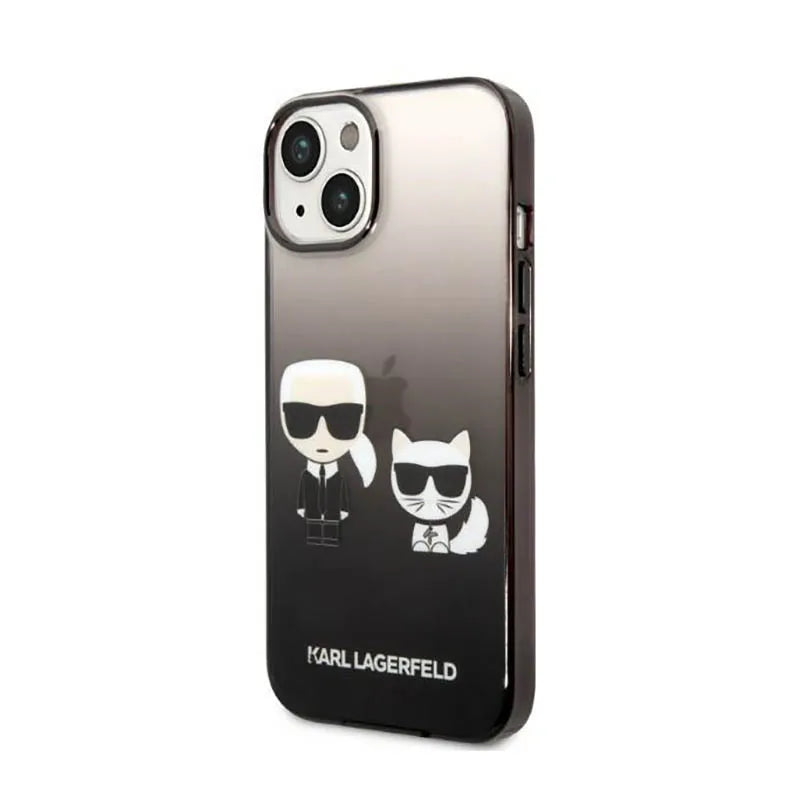 Karl Lagerfeld Gradient Ikonik Karl & Choupette – dėklas iPhone 14 Plus (juodas)