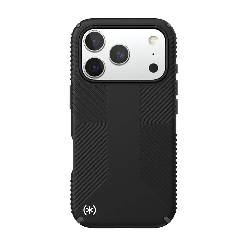 Speck Presidio2 Grip MagSafe – dėklas iPhone 17 Pro (juodas / skalūno pilka / baltas)