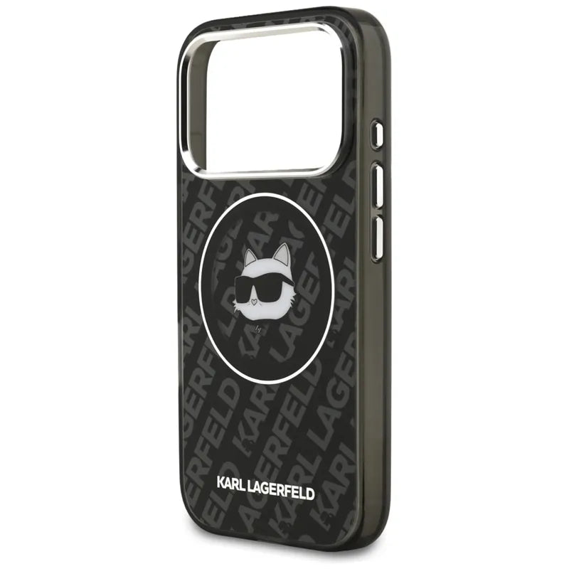 Karl Lagerfeld IML Choupette Head Logo MagSafe – dėklas iPhone 17 Pro telefonui (juodas)