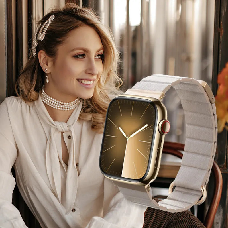 Crong Eclipse – magnetinis odinis Apple Watch dirželis 38/40/41/42 mm (smėlio spalvos)
