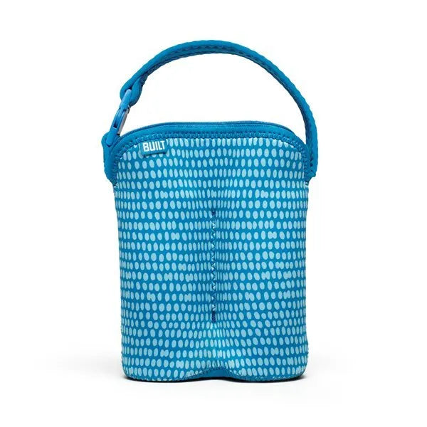 BUILT Bottle Buddy dviejų buteliukų krepšys su laikikliu (Dribble Dots Blue)