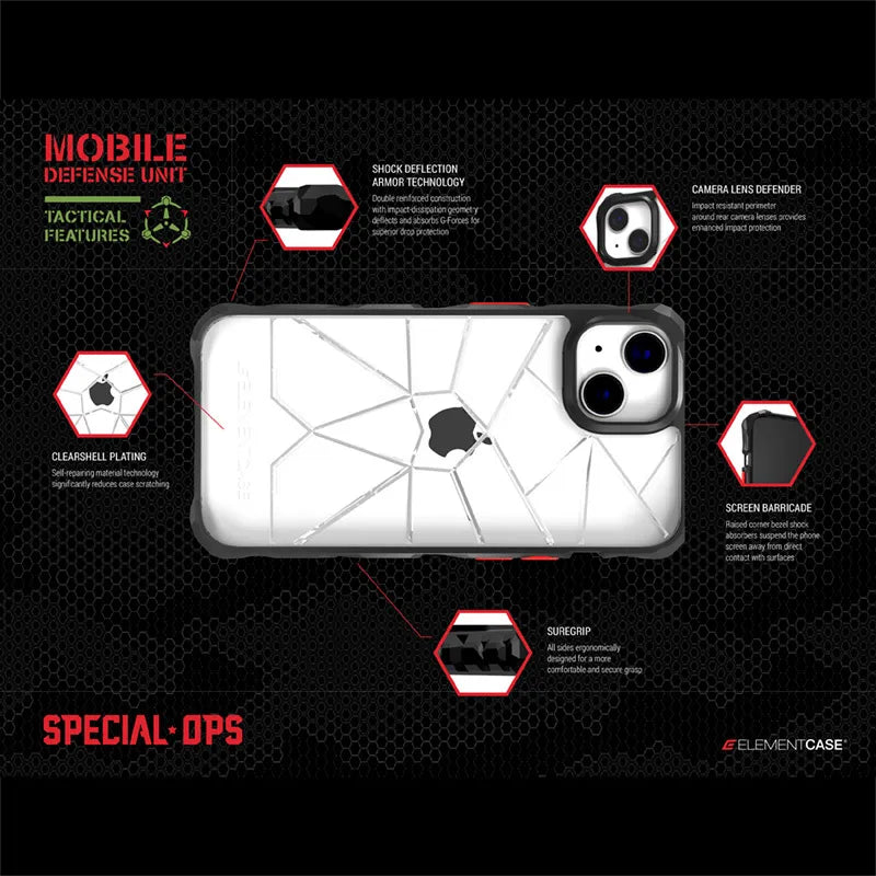 Element Case Special Ops X5 – dėklas iPhone 14 Plus (karinio standarto apsauga nuo kritimo) (dūminė/juoda)