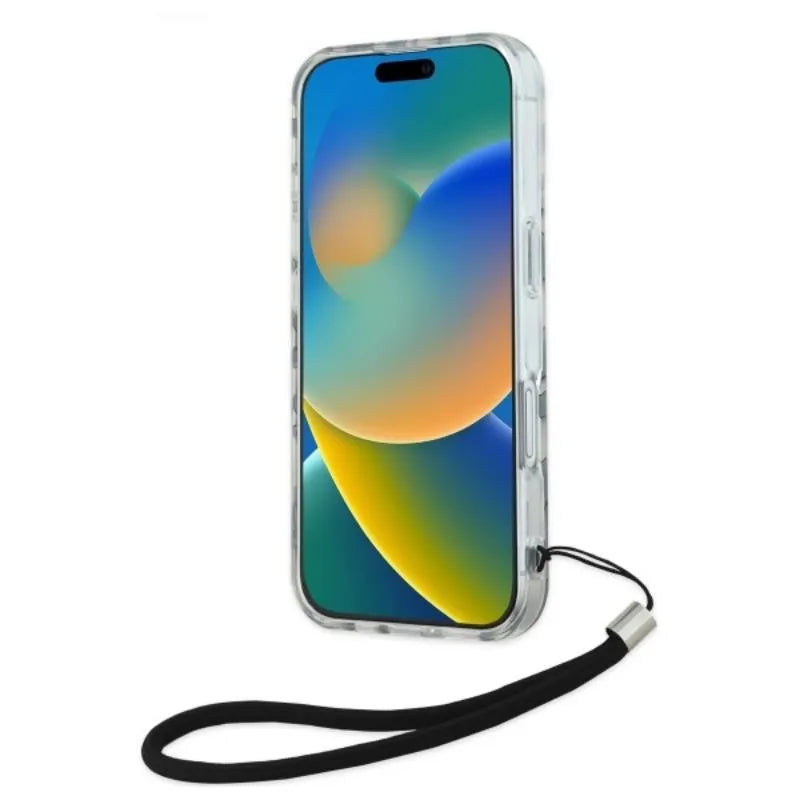 Karl Lagerfeld IML Zebra Pattern & Cord – dėklas, skirtas iPhone 16 (juodas)