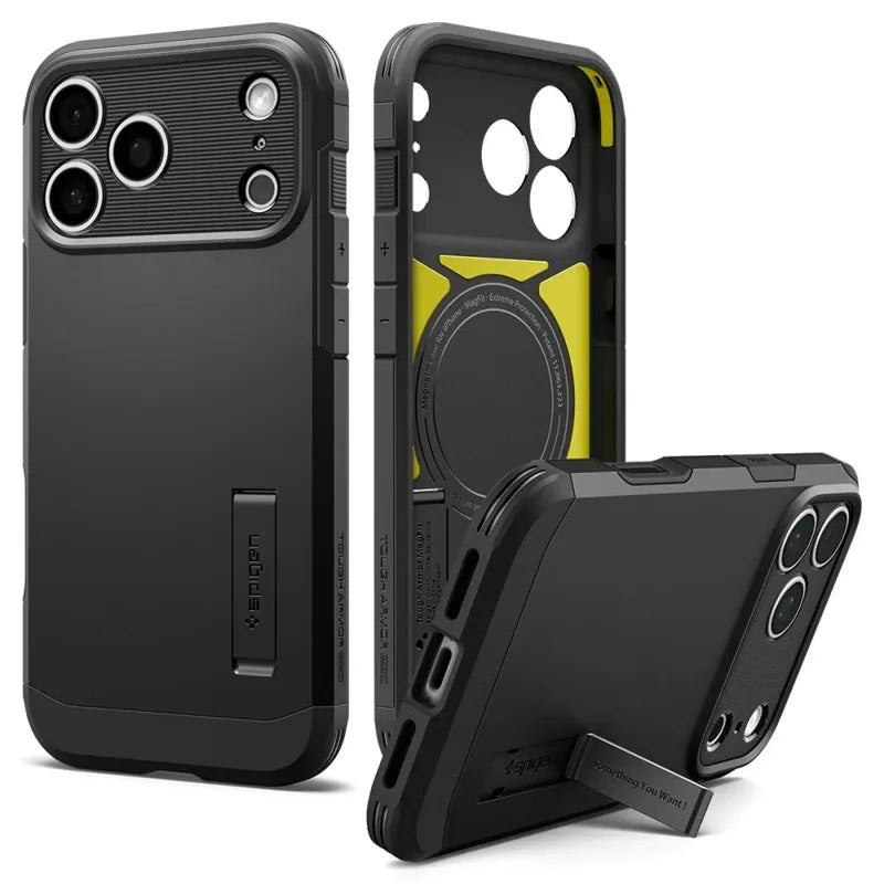 Spigen Tough Armor T Mag MagSafe – dėklas, skirtas iPhone 18 Pro / 17 Pro (juodas)