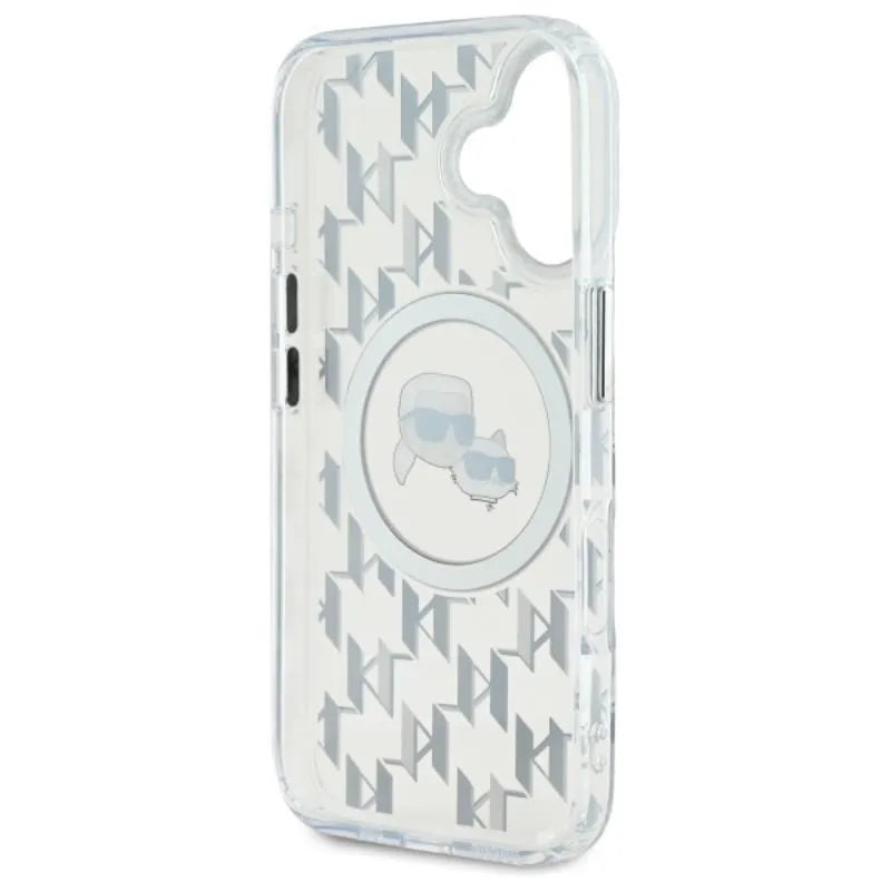 Karl Lagerfeld IML Monogram Karl & Choupette Head MagSafe – dėklas iPhone 16 (skaidrus)