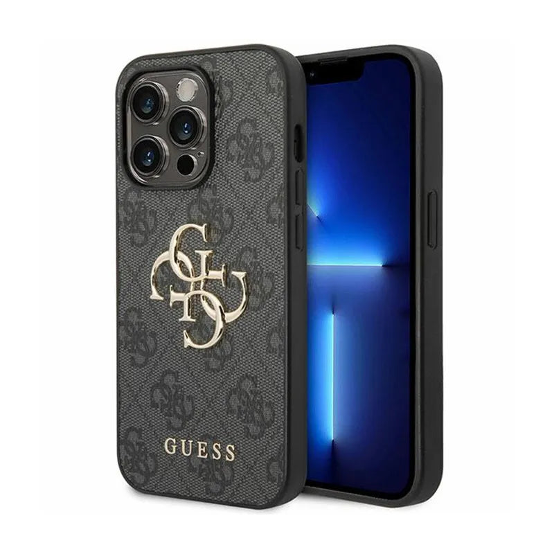 Guess 4G Big Metal Logo dėklas iPhone 15 Pro telefonui (pilkas)
