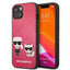 Karl Lagerfeld PU odinis dėklas Karl & Choupette Embossed – skirtas iPhone 13 Mini (fuksijos spalvos)