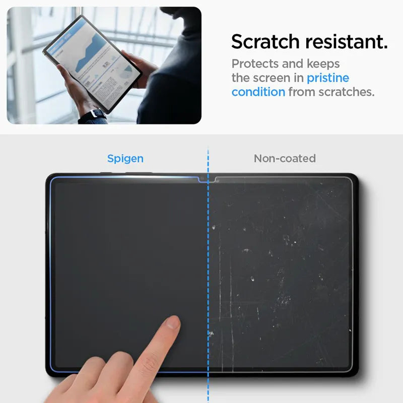 Spigen GLAS.TR EZ FIT – grūdintas stiklas, skirtas Samsung Galaxy Tab S9 11" / S9 FE / S10 FE / S10 Lite 10.9" X710 / X716B / X510 / X516B / X520 / X526 / X400 / X406B