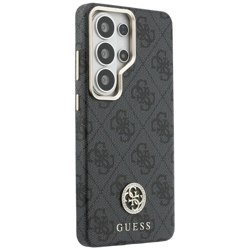 Guess 4G Rhinestone Round Logo MagSafe - Samsung Galaxy S26 Ultra dėklas (juodas)