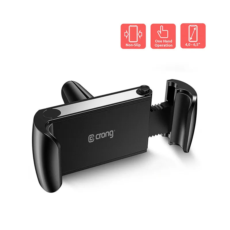 Crong Universal Smart Car Holder – universalus automobilinis telefono laikiklis 4"-6,5" telefonams (juodas)