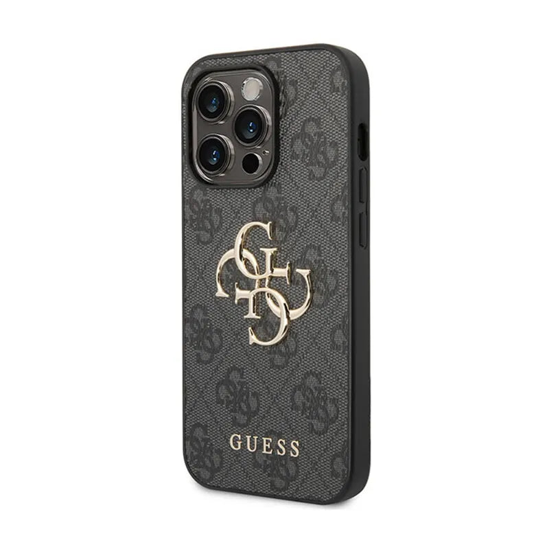 Guess 4G Big Metal Logo dėklas iPhone 15 Pro telefonui (pilkas)