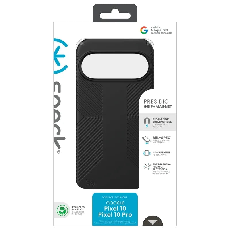 Speck Presidio2 Grip Magnet – Google Pixel 10 / Google Pixel 10 Pro dėklas (juodas / skalūno pilka)