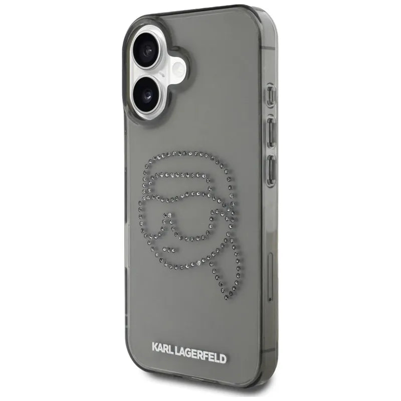 Karl Lagerfeld IML Rhinestones Karl Head - Dėklas, skirtas iPhone 16 (juodas)