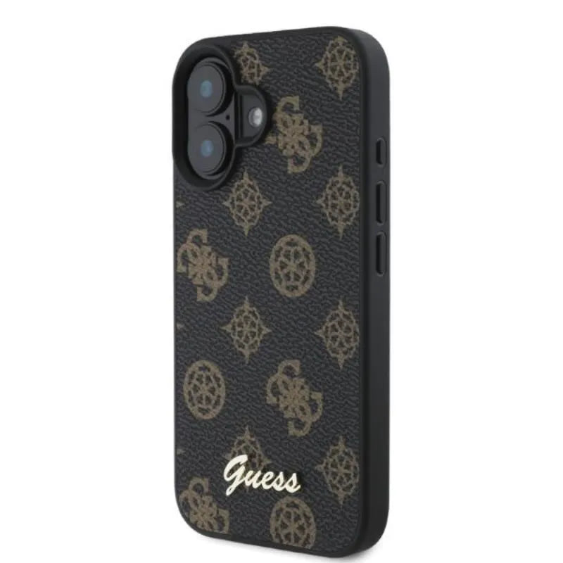 „Guess Peony Script MagSafe“ – dėklas „iPhone 16“ (juodas)