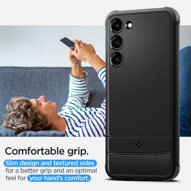 Spigen Rugged Armor – dėklas Samsung Galaxy S23 (Matte Black)
