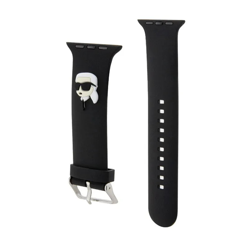 Karl Lagerfeld 3D Rubber Karl Head NFT – dirželis Apple Watch 38/40/41 mm laikrodžiui (juodas)
