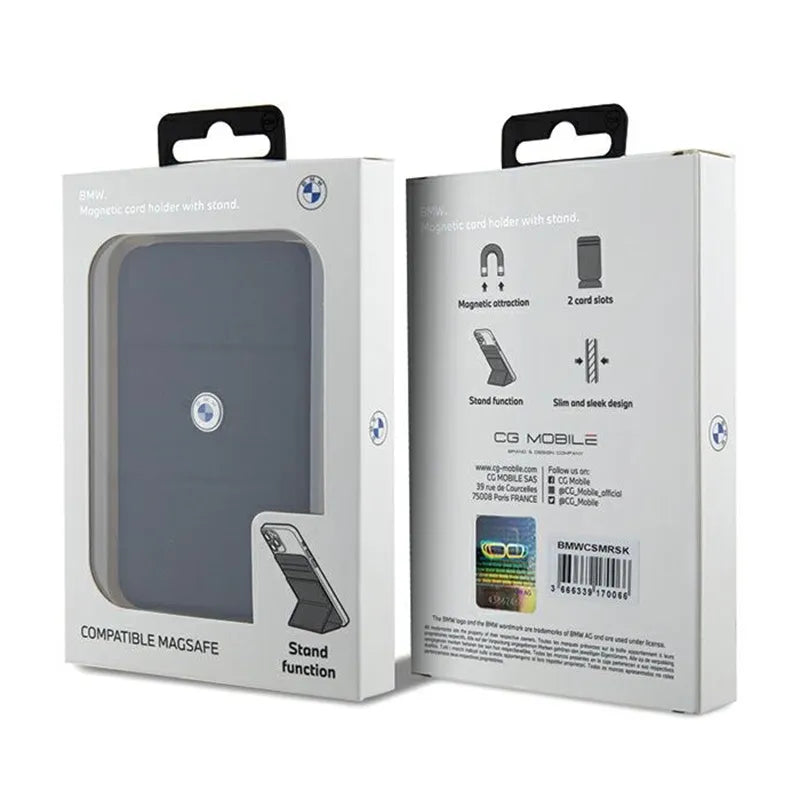 BMW Wallet Cardslot Stand MagSafe Signature Collection – magnetinė piniginė su stovo funkcija (juoda)