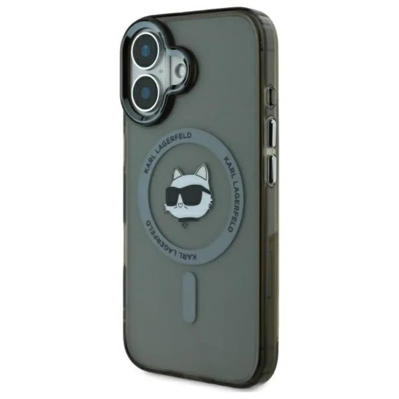 Karl Lagerfeld IML Metal Choupette Head MagSafe – dėklas, skirtas iPhone 16 Plus (juodas)