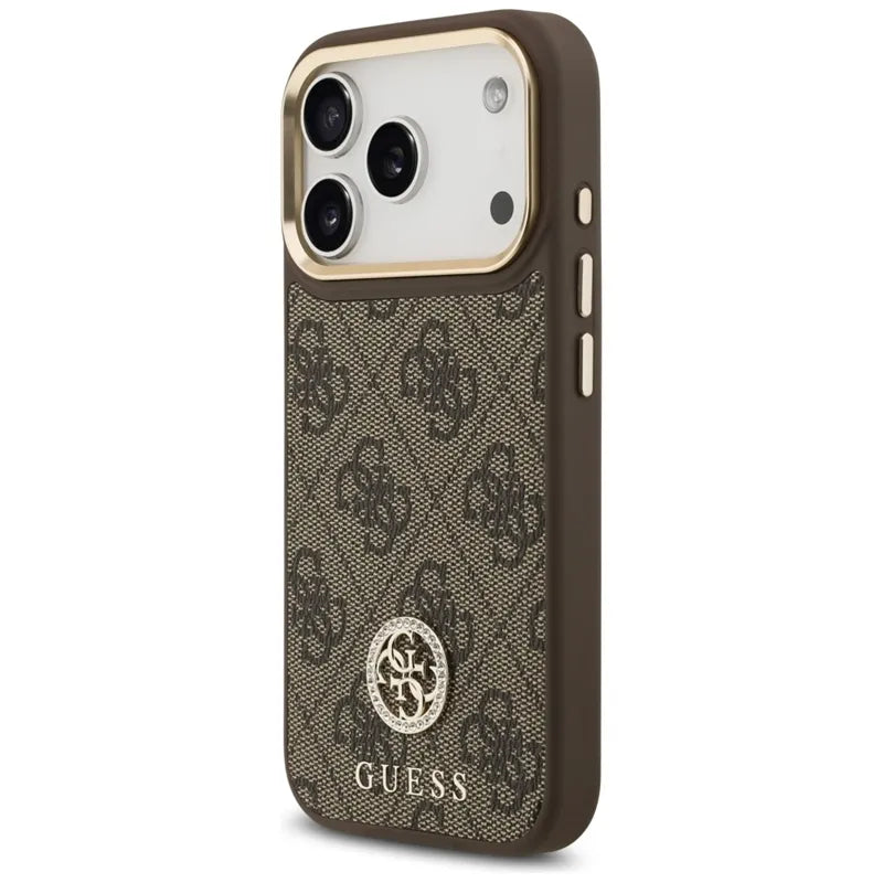 Guess 4G Strass Logo MagSafe - Dėklas iPhone 17 Pro (Rudas)