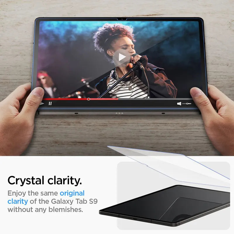 Spigen GLAS.TR EZ FIT – grūdintas stiklas, skirtas Samsung Galaxy Tab S9 11" / S9 FE / S10 FE / S10 Lite 10.9" X710 / X716B / X510 / X516B / X520 / X526 / X400 / X406B