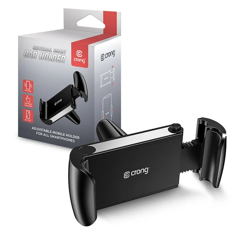 Crong Universal Smart Car Holder – universalus automobilinis telefono laikiklis 4"-6,5" telefonams (juodas)